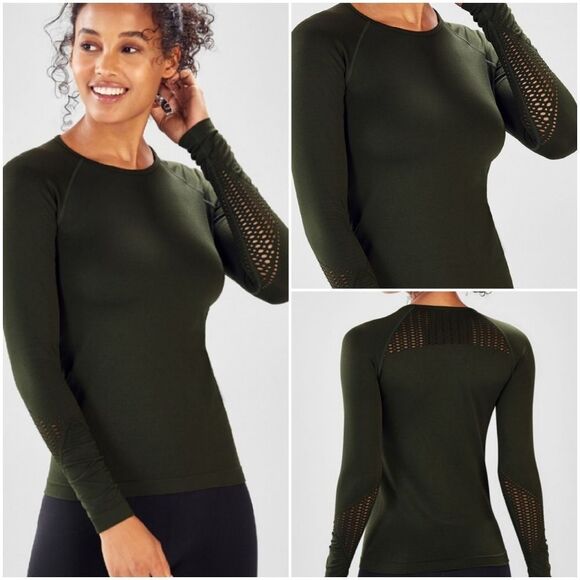 🔺️Fabletics Olive Green "Dylana" Long Sleeve Athletic Top Medium - Picture 10 of 10